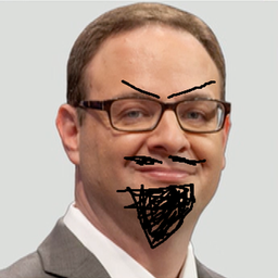 WojBot’s avatar: a photo of Adrian Wojnarowski with angry eyebrows, a mustache and a goatee scribbled on in black marker.